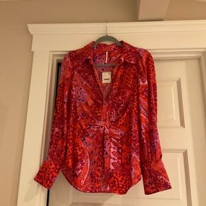 Free people blouse, size S, Color orange, red and pink